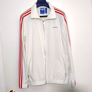 Adidas White & Red lightweight Track jacket. Men's L